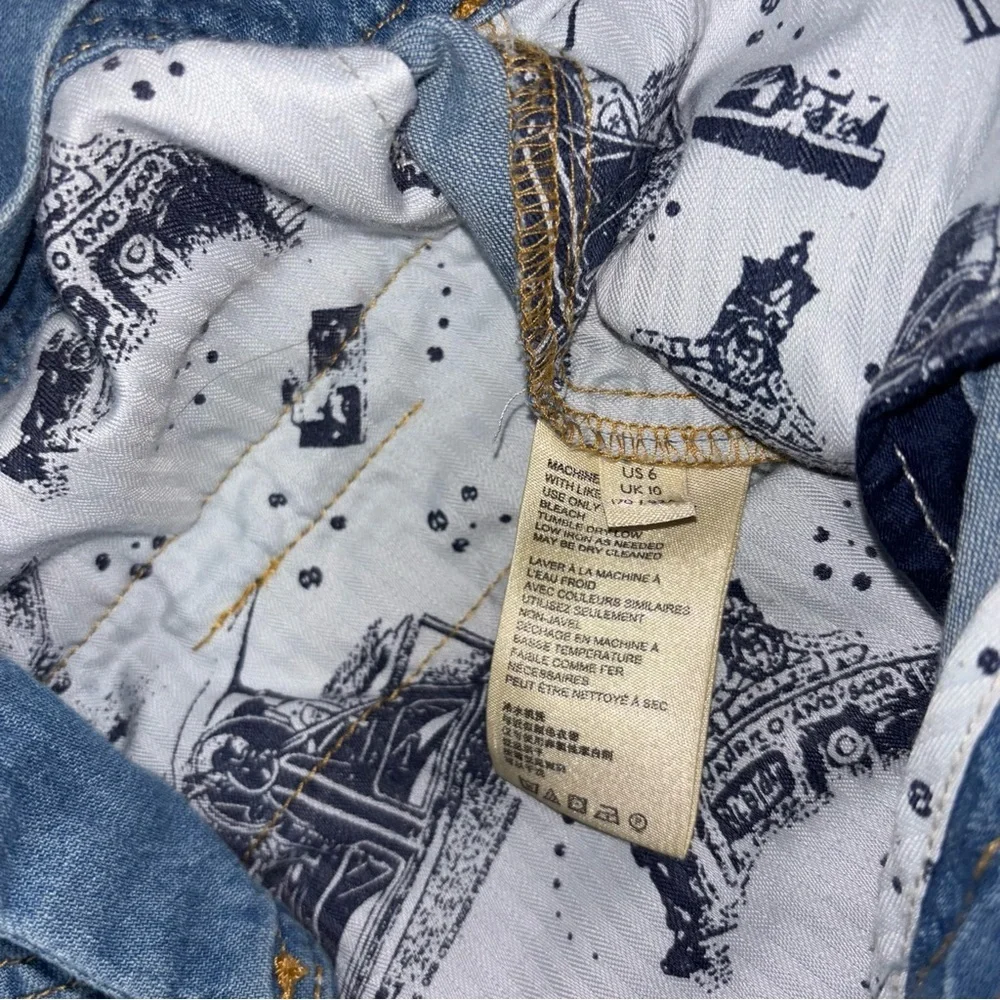 Anthro Pilcro Puff Sleeves Denim Jumpsuit women’s size 6